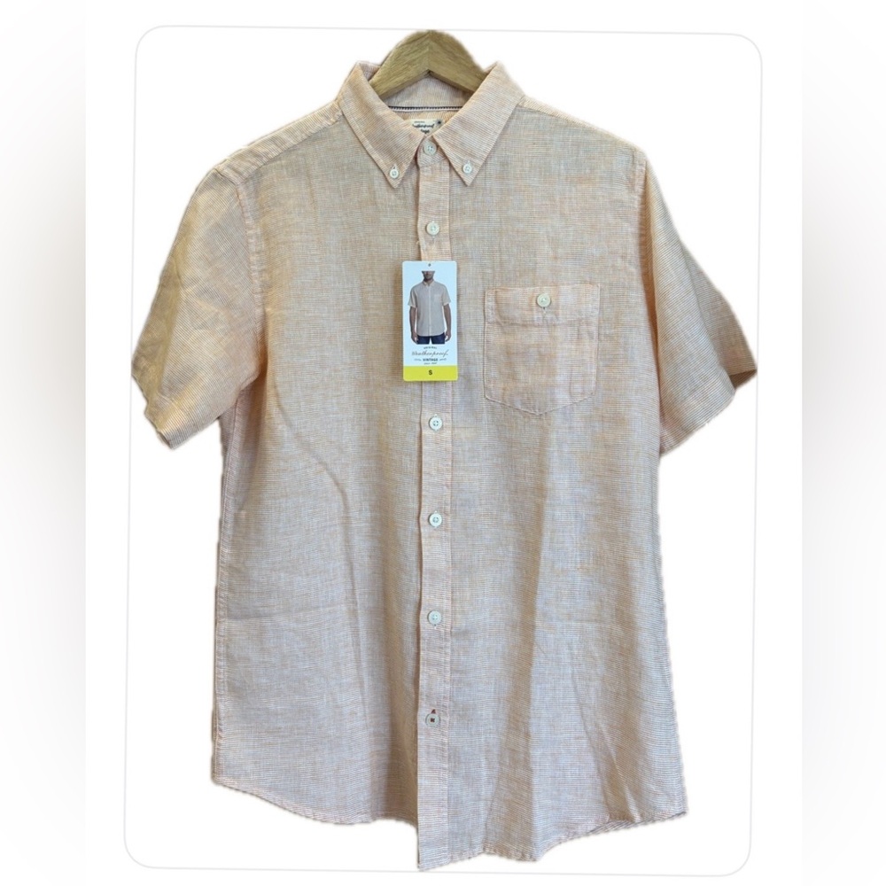Weatherproof Vintage NWT Linen Blend Short Sleeves Button Down Shirt S/P